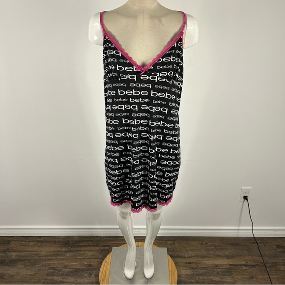 NWT Bebe Black and Pink Sleepwear Dress M - Picture 3 of 12